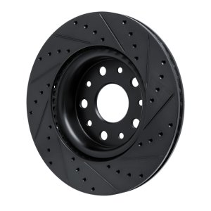 Jeep Wrangler Brake Rotor (1) - Front Left - R1 Concepts - Drilled & Slotted - Black - `18-`25